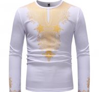 Ericdress African Dashiki Print Round Neck Long Sleeve Mens T-shirt