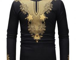 Ericdress African Dashiki Print Round Neck Long Sleeve Mens T-shirt