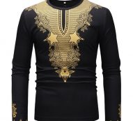 Ericdress African Dashiki Print Round Neck Long Sleeve Mens T-shirt