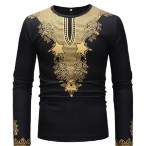 Ericdress African Dashiki Print Round Neck Long Sleeve Mens T-shirt