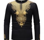 Ericdress African Dashiki Print Round Neck Long Sleeve Mens T-shirt