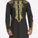 Ericdress African Fashion Dashiki Floral Print Single-Breasted Slim Men’s Shirt