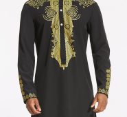 Ericdress African Fashion Dashiki Floral Print Single-Breasted Slim Men’s Shirt