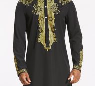 Ericdress African Fashion Dashiki Floral Print Single-Breasted Slim Men’s Shirt