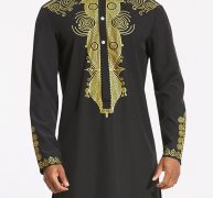 Ericdress African Fashion Dashiki Floral Print Single-Breasted Slim Men’s Shirt