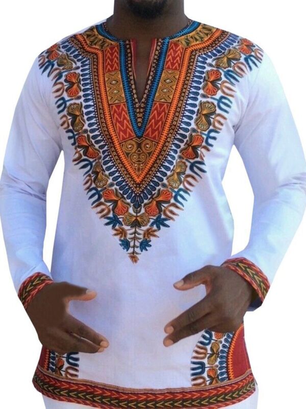 Ericdress African Fashion Dashiki Print V-Neck Loose Mens T-shirt