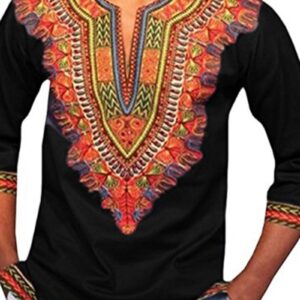 Ericdress African Fashion Dashiki Print V-Neck Slim Men's Shirt