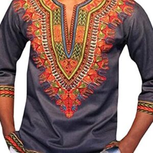 Ericdress African Fashion Dashiki Print V-Neck Slim Men's Shirt