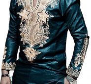 Ericdress African Fashion Dashiki Print V-Neck Vogue Men’s Shirt