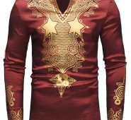 Ericdress African Fashion Dashiki Print V-Neck Vogue Men’s Shirt