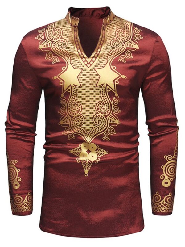 Ericdress African Fashion Dashiki Print V-Neck Vogue Men's Shirt