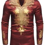 Ericdress African Fashion Dashiki Print V-Neck Vogue Men’s Shirt