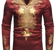 Ericdress African Fashion Dashiki Print V-Neck Vogue Men’s Shirt