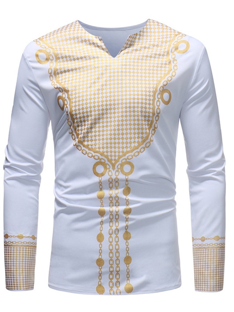 Ericdress African Fashion Dashiki V-Neck Slim Mens Casual Shirts