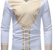 Ericdress African Fashion Dashiki V-Neck Slim Mens Casual Shirts