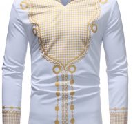 Ericdress African Fashion Dashiki V-Neck Slim Mens Casual Shirts