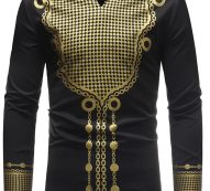 Ericdress African Fashion Dashiki V-Neck Slim Mens Casual Shirts