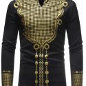 Ericdress African Fashion Dashiki V-Neck Slim Mens Casual Shirts