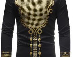 Ericdress African Fashion Dashiki V-Neck Slim Mens Casual Shirts