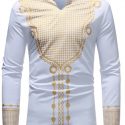 Ericdress African Fashion Dashiki V-Neck Slim Mens Casual Shirts