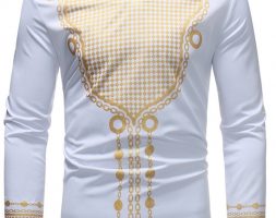 Ericdress African Fashion Dashiki V-Neck Slim Mens Casual Shirts