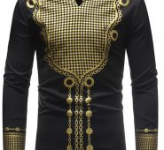 Ericdress African Fashion Dashiki V-Neck Slim Mens Casual Shirts