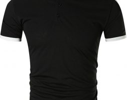 Ericdress Button Casual Color Block Slim Mens T-shirt