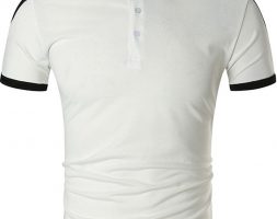 Ericdress Button Casual Color Block Slim Mens T-shirt