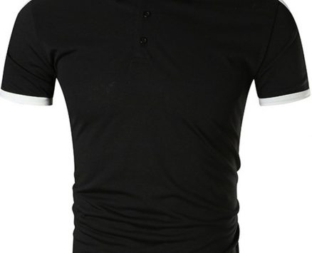 Ericdress Button Casual Color Block Slim Mens T-shirt