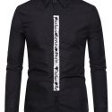 Ericdress Button Casual Letter Slim Single-Breasted Men’s Shirt