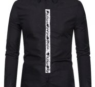 Ericdress Button Casual Letter Slim Single-Breasted Men’s Shirt