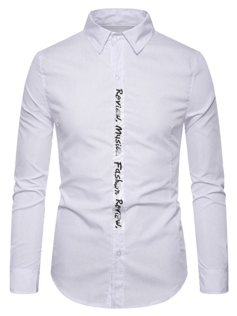 Ericdress Button Casual Letter Slim Single-Breasted Men's Shirt