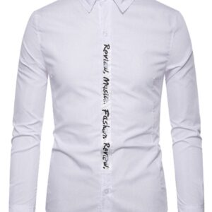 Ericdress Button Casual Letter Slim Single-Breasted Men's Shirt