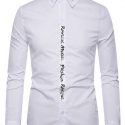 Ericdress Button Casual Letter Slim Single-Breasted Men’s Shirt