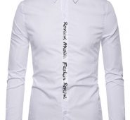 Ericdress Button Casual Letter Slim Single-Breasted Men’s Shirt