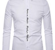 Ericdress Button Casual Letter Slim Single-Breasted Men’s Shirt