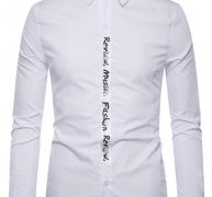 Ericdress Button Casual Letter Slim Single-Breasted Men’s Shirt