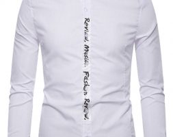Ericdress Button Casual Letter Slim Single-Breasted Men’s Shirt