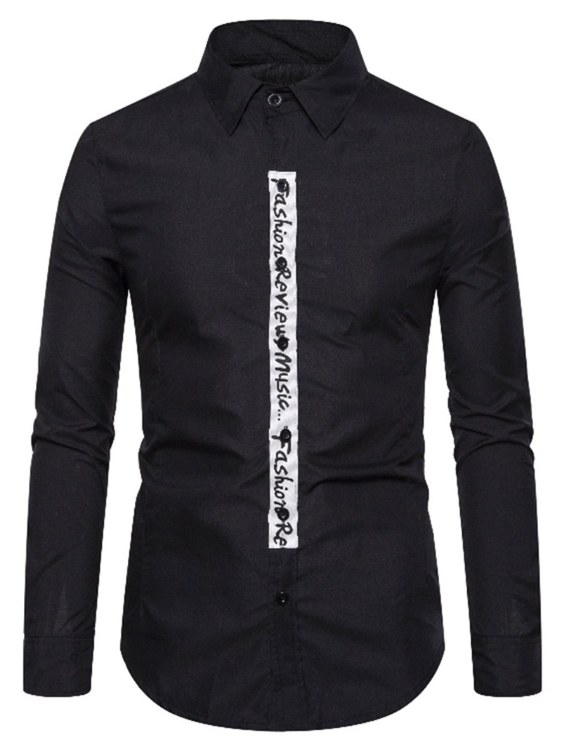 Ericdress Button Casual Letter Slim Single-Breasted Men's Shirt