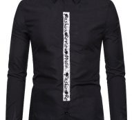 Ericdress Button Casual Letter Slim Single-Breasted Men’s Shirt