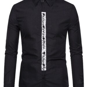 Ericdress Button Casual Letter Slim Single-Breasted Men's Shirt