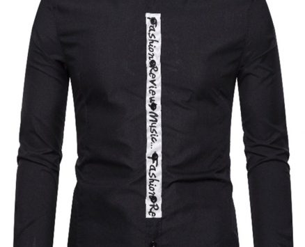 Ericdress Button Casual Letter Slim Single-Breasted Men’s Shirt