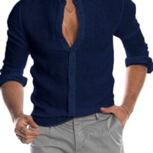 Ericdress Button Casual Plain Single-Breasted Men's Shirt