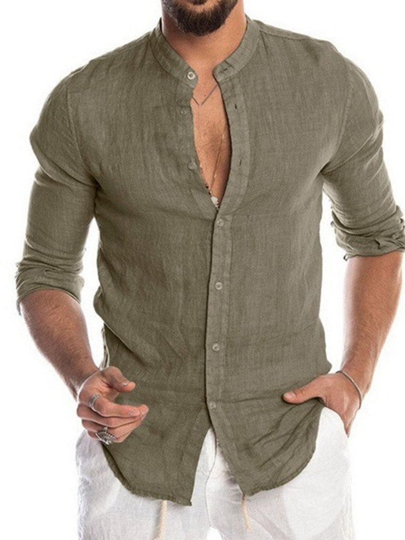 Ericdress Button Casual Plain Single-Breasted Men's Shirt