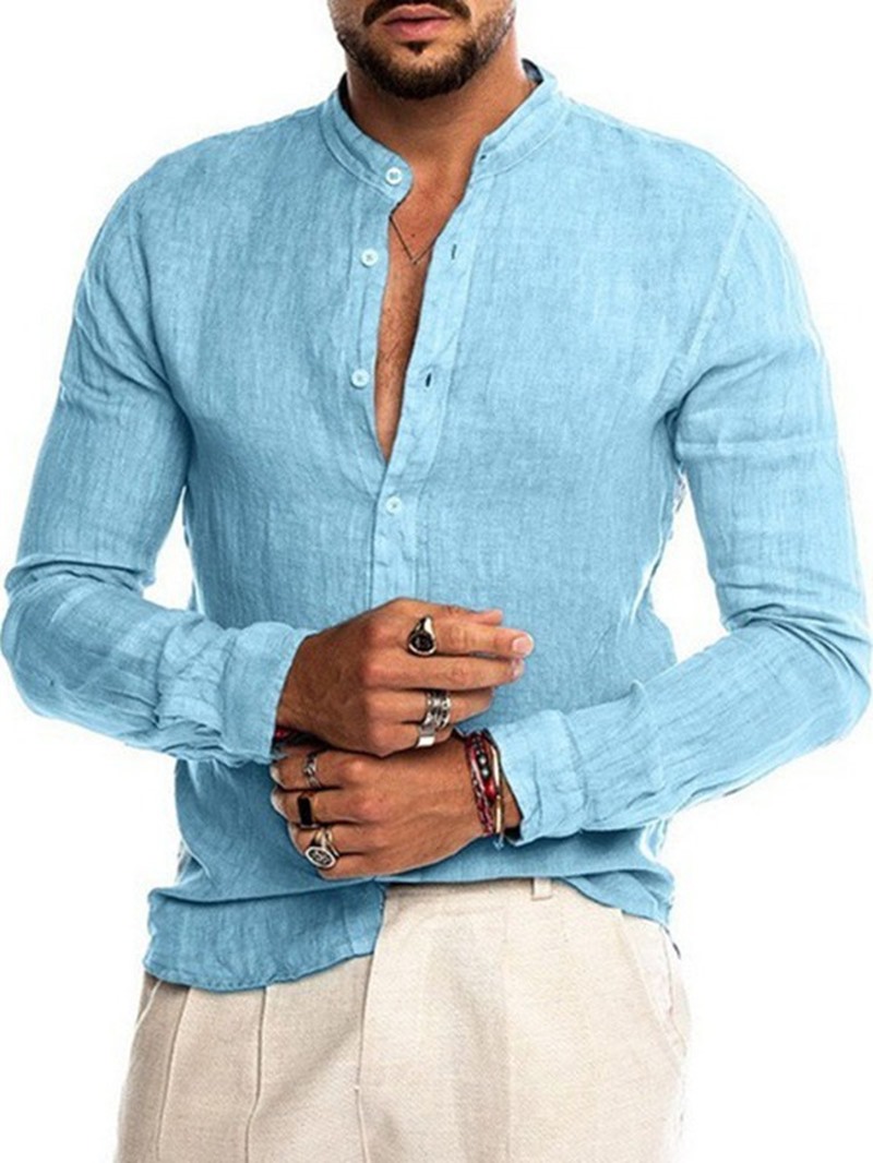 Ericdress Button Casual Plain Single-Breasted Men's Shirt