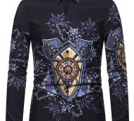 Ericdress Button Color Block Lapel Men’s Shirt