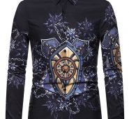 Ericdress Button Color Block Lapel Men’s Shirt