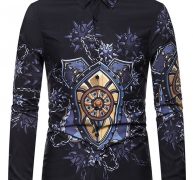 Ericdress Button Color Block Lapel Men’s Shirt