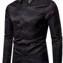 Ericdress Button Color Block Lapel Single-Breasted Men’s Shirt