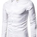 Ericdress Button Color Block Lapel Single-Breasted Men’s Shirt